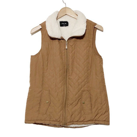 Active USA Jackets & Blazers - Active USA Quilted Sherpa Lined Puffer Vest